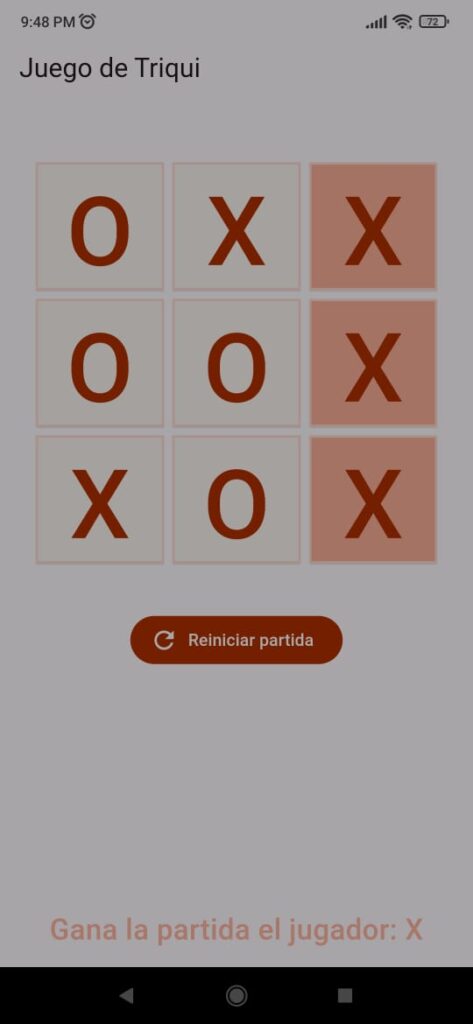 Triqui - tablero en juego